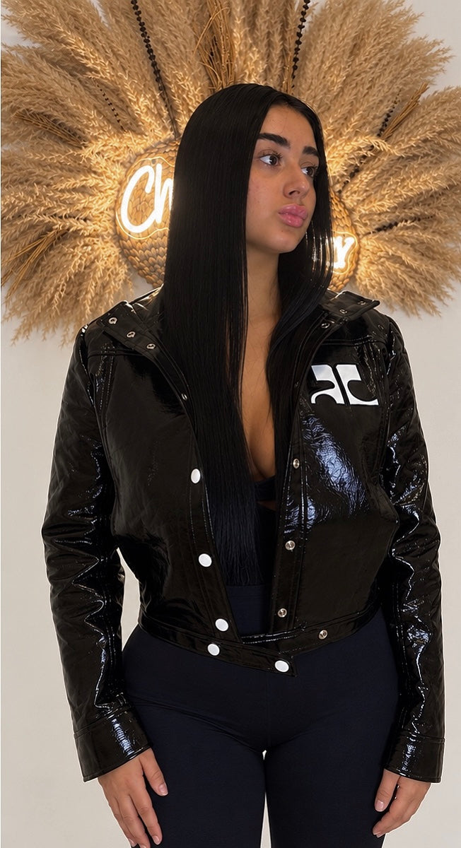 Veste iconique noire effet vinyle